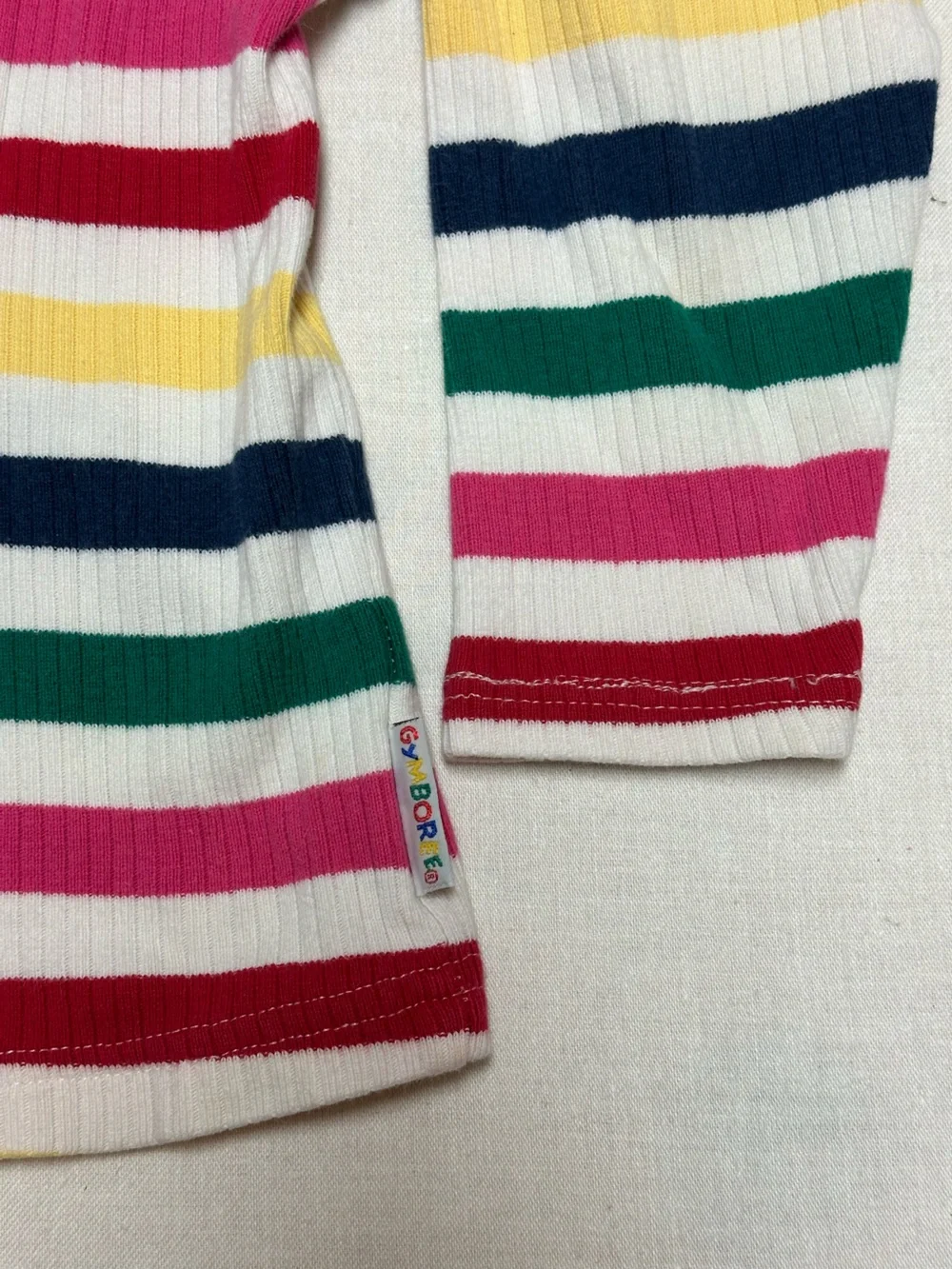 VTG 90s Gymboree Rainbow Stripe Ribbed Mock Neck Top Kids Size Large Flawed